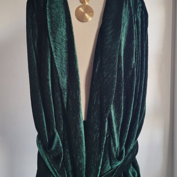 NWT Eloquii Women’s Velvet Dark Emerald Green Blazer with Belt (Size: 22) - Picture 7 of 16